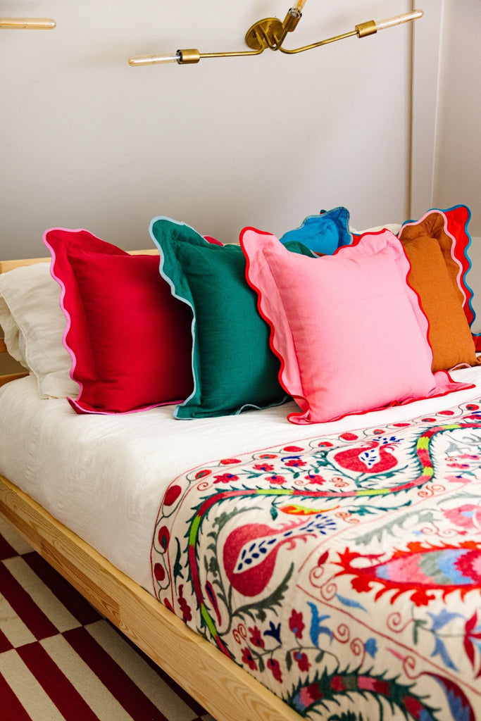 Darcy Linen Pillow | Lilac + Orange-Throw Pillows-Furbish Studio-The Grove