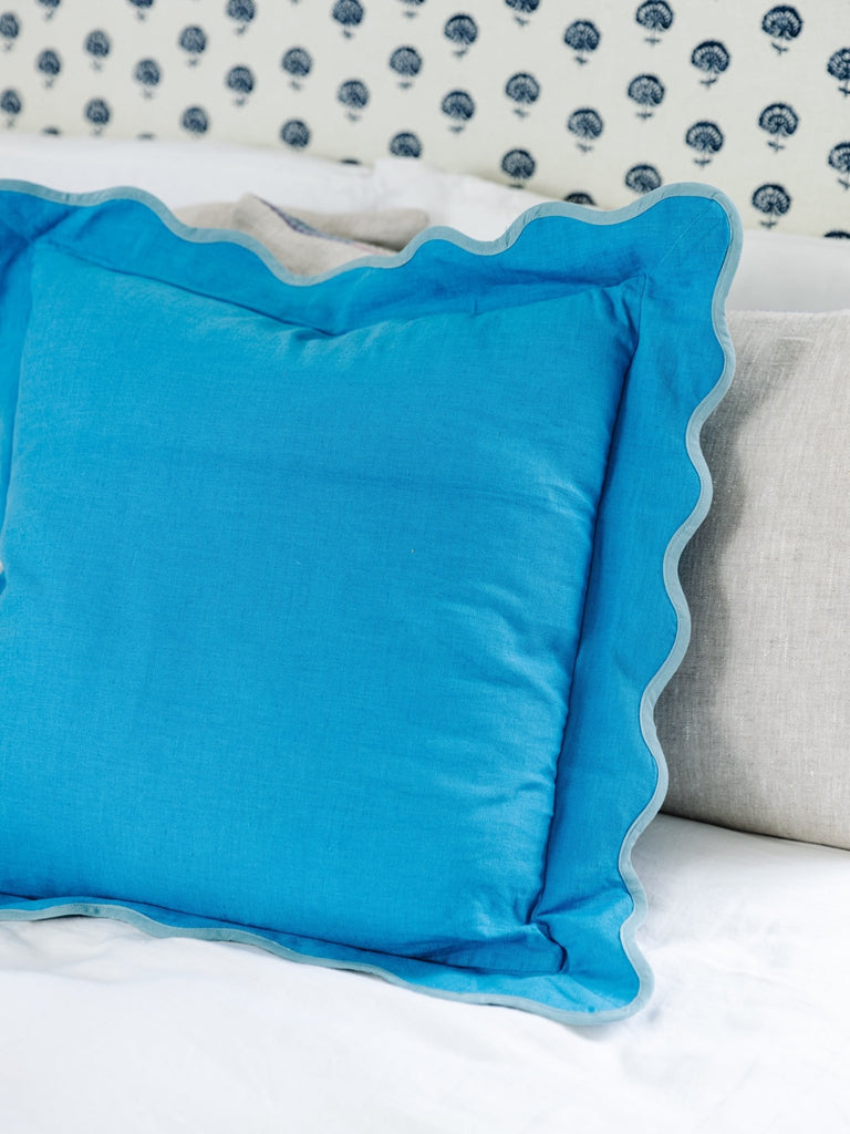 Darcy Linen Pillow | Peacock + Aqua-Throw Pillows-Furbish Studio-The Grove