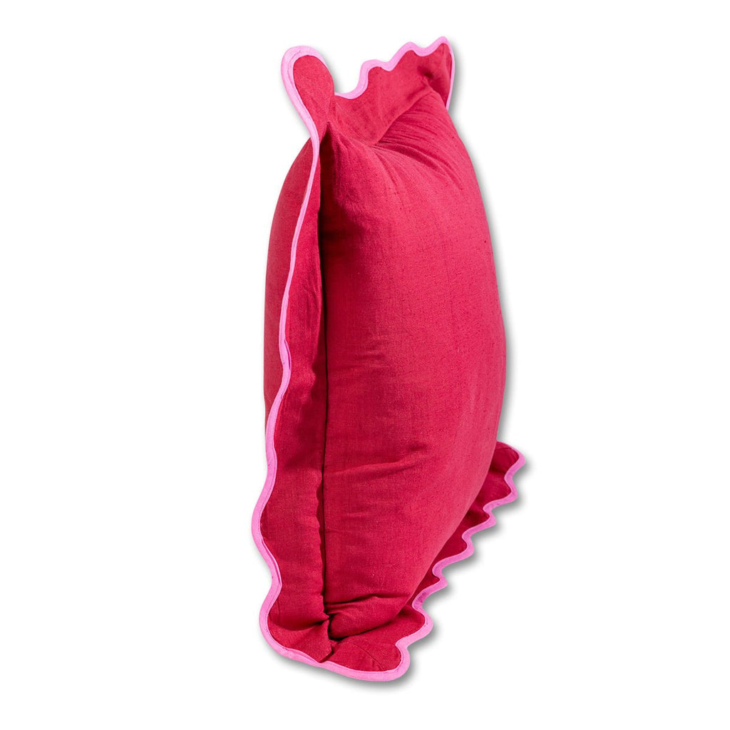 Darcy Linen Pillow | Wine + Neon Pink-Throw Pillows-Furbish Studio-The Grove