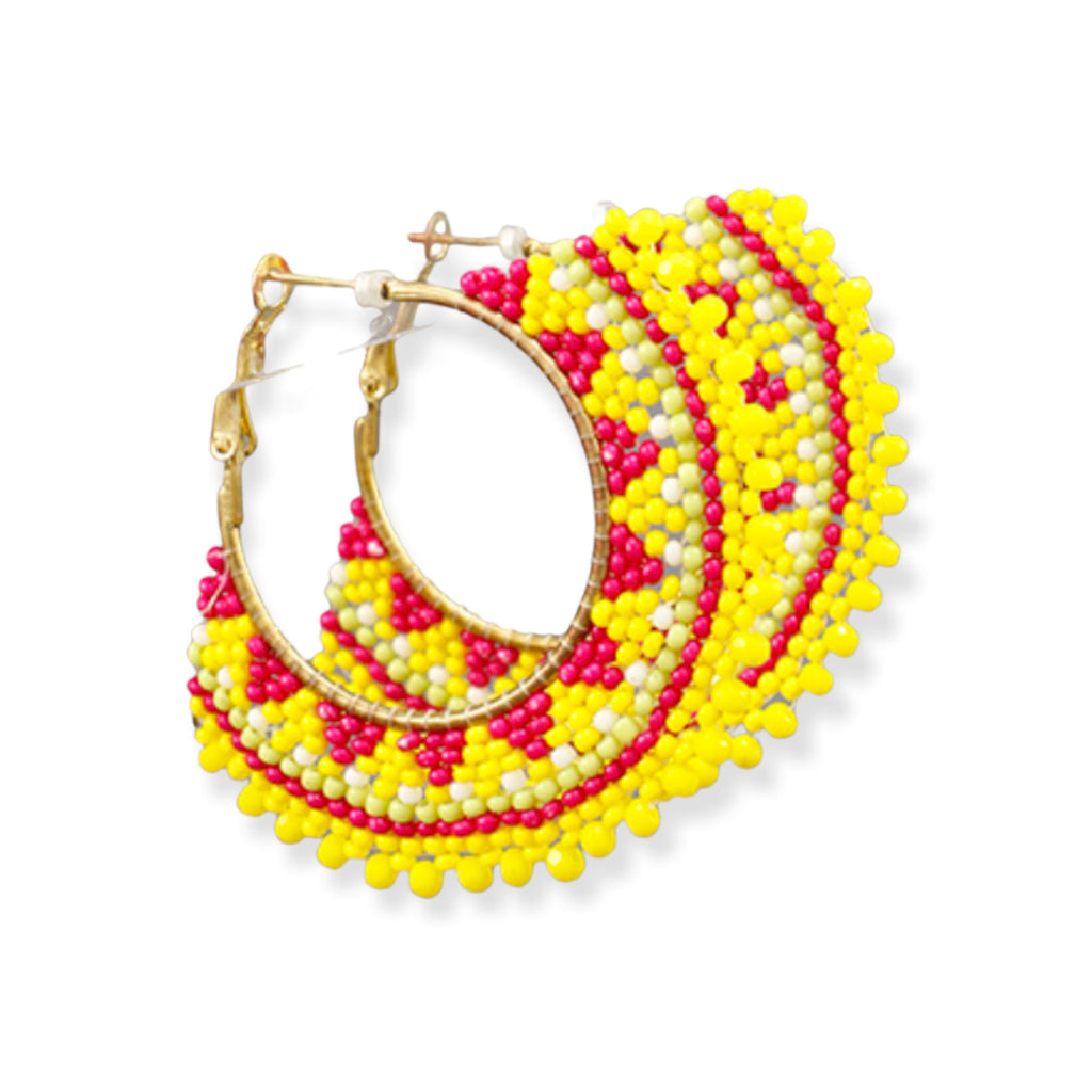 Double Bead Disc Earrings | Yellow-Earrings-Twist-The Grove