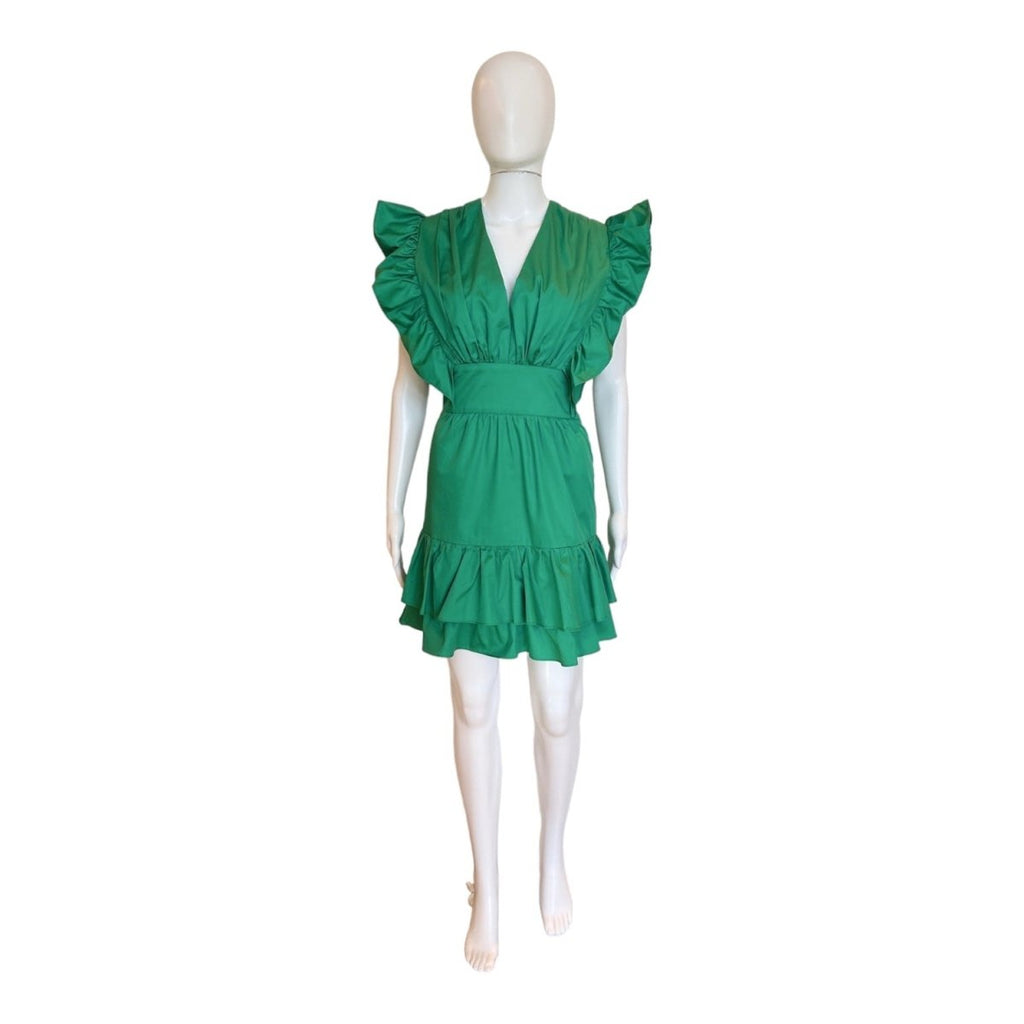 Electra Ruffled Mini Dress | Green-Dresses-Kasia-The Grove
