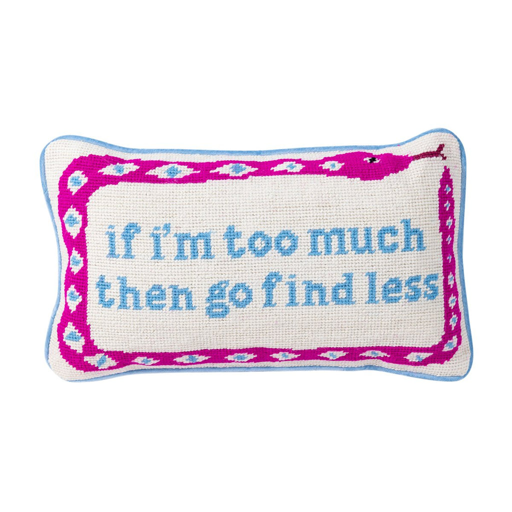 Go Find Less Needlepoint Pillow-Throw Pillows-Furbish Studio-The Grove