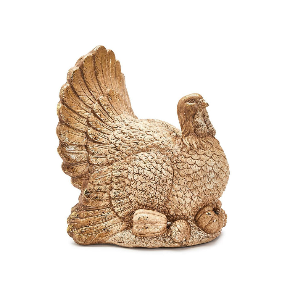 Gold Leaf Resin Turkey Decor-Seasonal & Holiday Decorations-Two's Company-The Grove