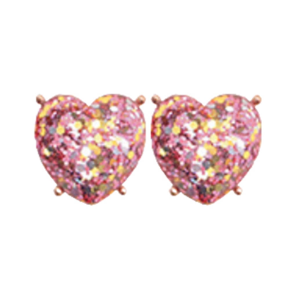 Gretchen Glitter Heart Earrings | Light Pink-Earrings-Twist-The Grove