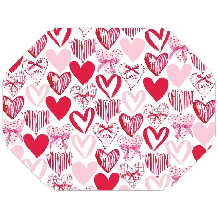 Handpainted Graphic Hearts Posh Die-Cut Placemat-Paper Placemats-Clementine WP-The Grove