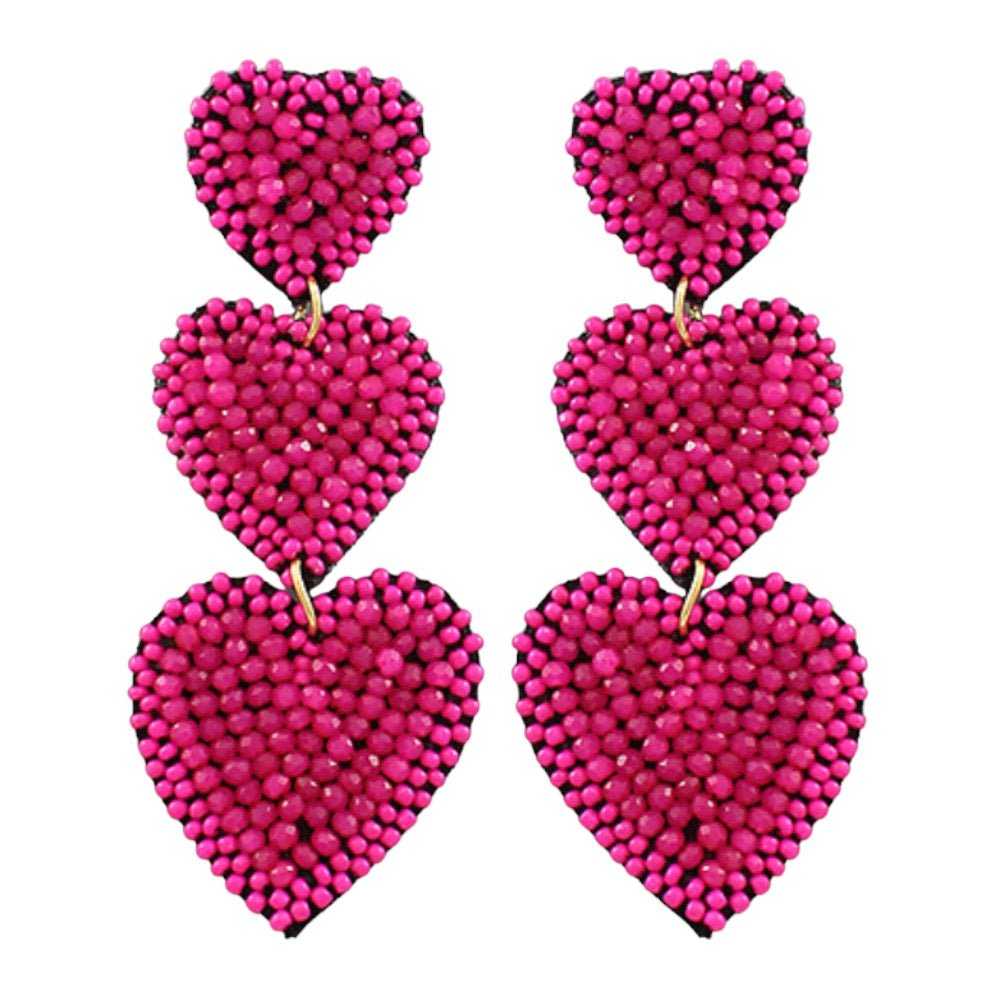 Heart Trio Earrings | Pink-Earrings-Twist-The Grove