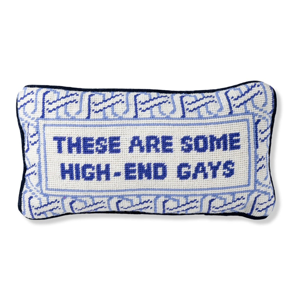 High-End Gays Needlepoint Pillow-Throw Pillows-Furbish Studio-The Grove