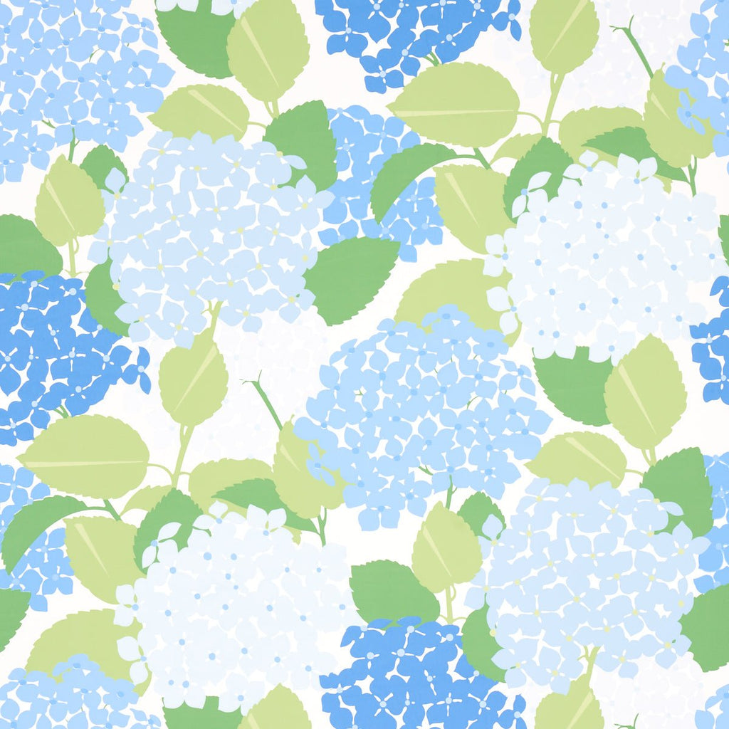 Hydrangea Porcelain Wallpaper-Wallpaper-Schumacher-The Grove