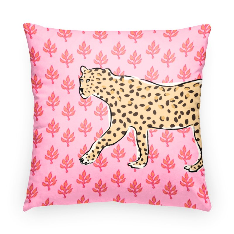 Leopard Flora Indoor/Outdoor Square Pillow-Throw Pillows-CB Studio-The Grove