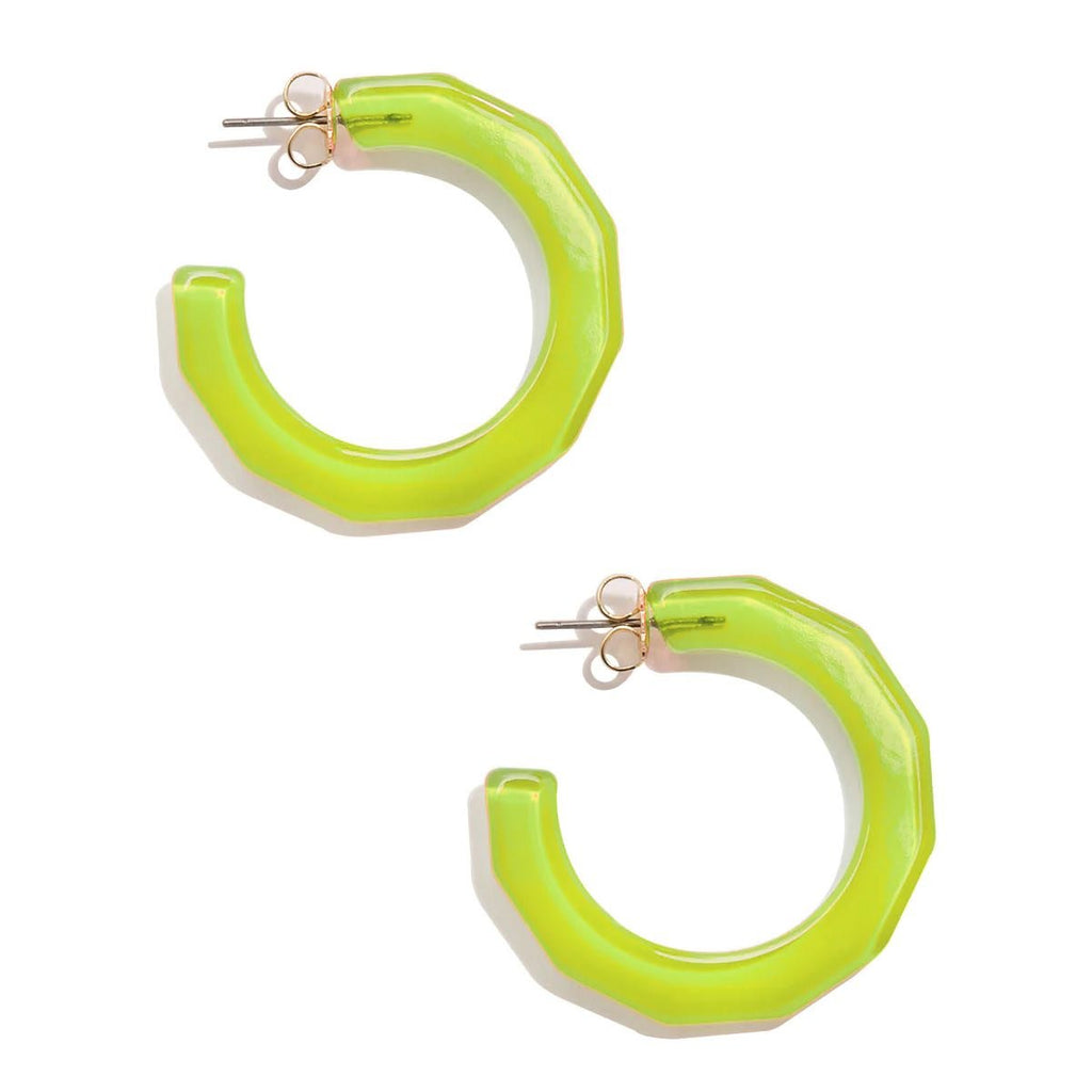 Lime Large Robin Textured Hoop Earrings-Earrings-Zenzii-The Grove