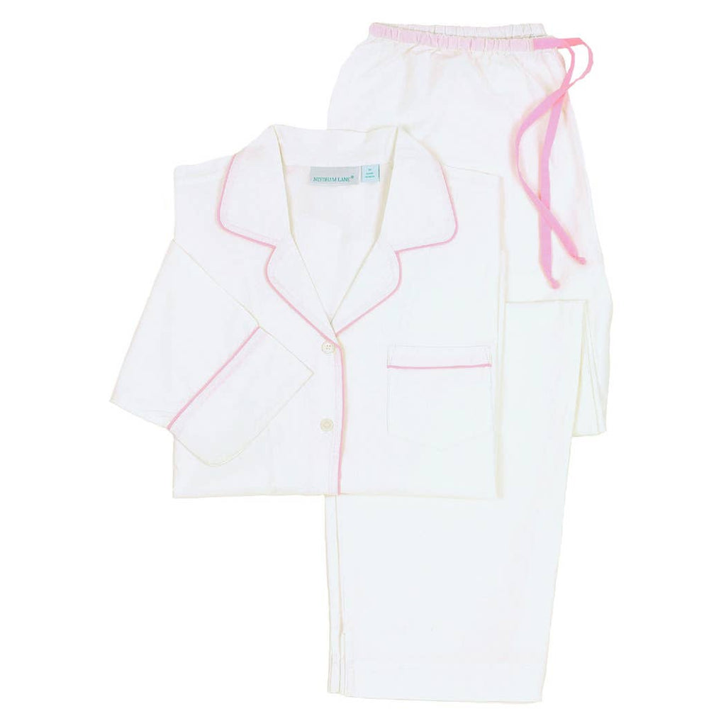 Long Sleeve Pajamas | Pink & White-Pajamas-Needham Lane-The Grove