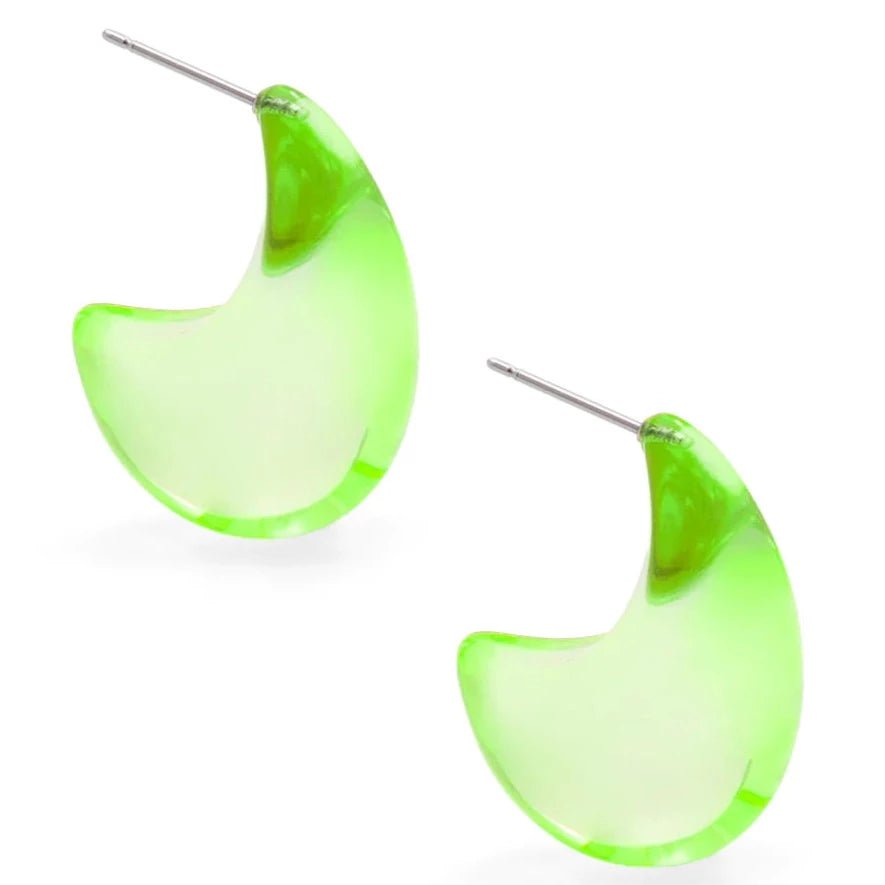 Lucite Chunky Crescent Drop Earrings | Green-Earrings-Zenzii-The Grove