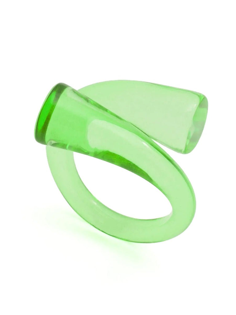 Lucite Crossover Ring | Green-Rings-Zenzii-The Grove