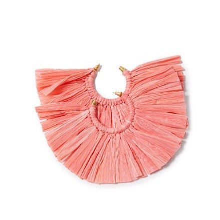 Mega Raffia Hoop Earrings | Pink-Earrings-Sundress-The Grove