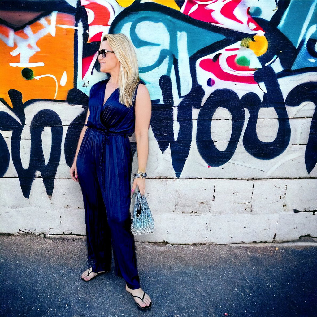 Melzi Jumpsuit | Navy-Jumpsuits & Rompers-Deluc-The Grove