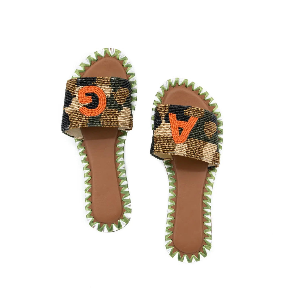 Monogrammed Camo Slides-Sandals-Tiana-The Grove