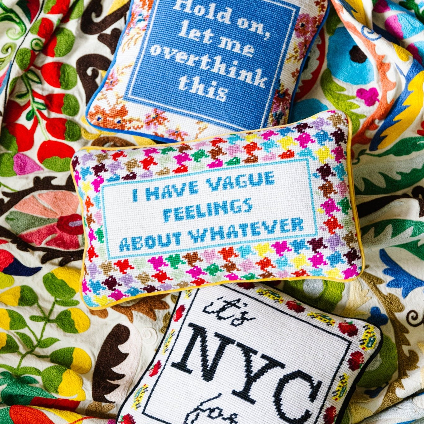 Overthink Needlepoint Pillow-Throw Pillows-Furbish Studio-The Grove