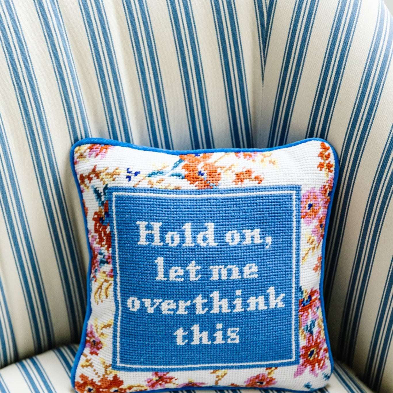 Overthink Needlepoint Pillow-Throw Pillows-Furbish Studio-The Grove