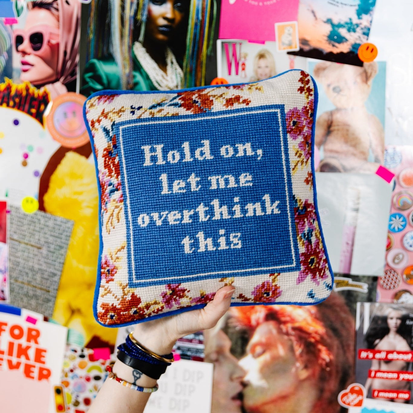 Overthink Needlepoint Pillow-Throw Pillows-Furbish Studio-The Grove