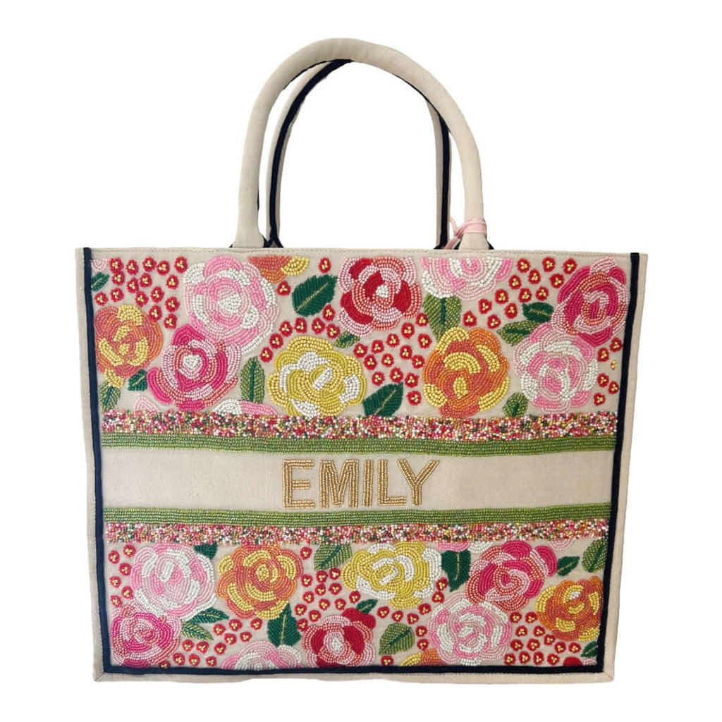 Personalized Floral Tote-Handbags-Tiana-The Grove