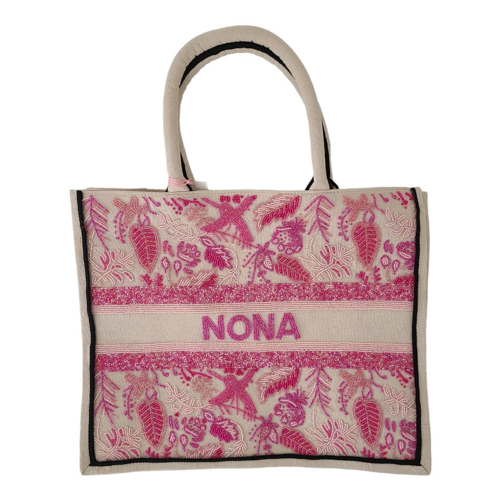 Personalized Pink Floral Tote-Totes-Tiana-The Grove