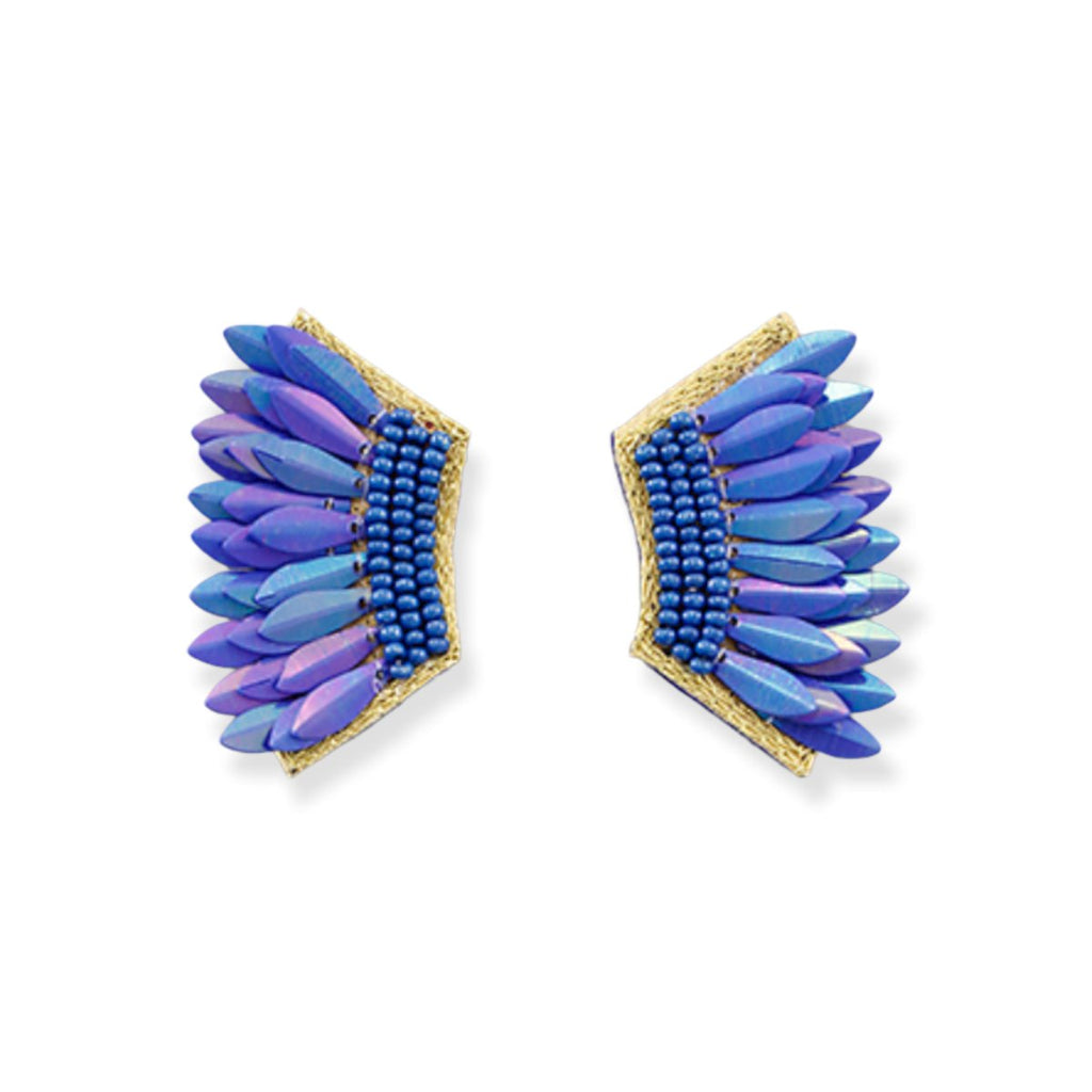 Seed Bead and Wing Earrings | Blue-Earrings-Twist-The Grove