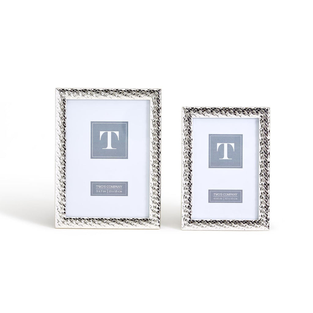 Silver Basket Weave Photo Frame-Frames-Two's Company-The Grove