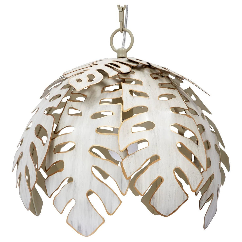 Small Collins Tropical Leaf Pendant with Cream Finish-Lighting-Old World Design-The Grove