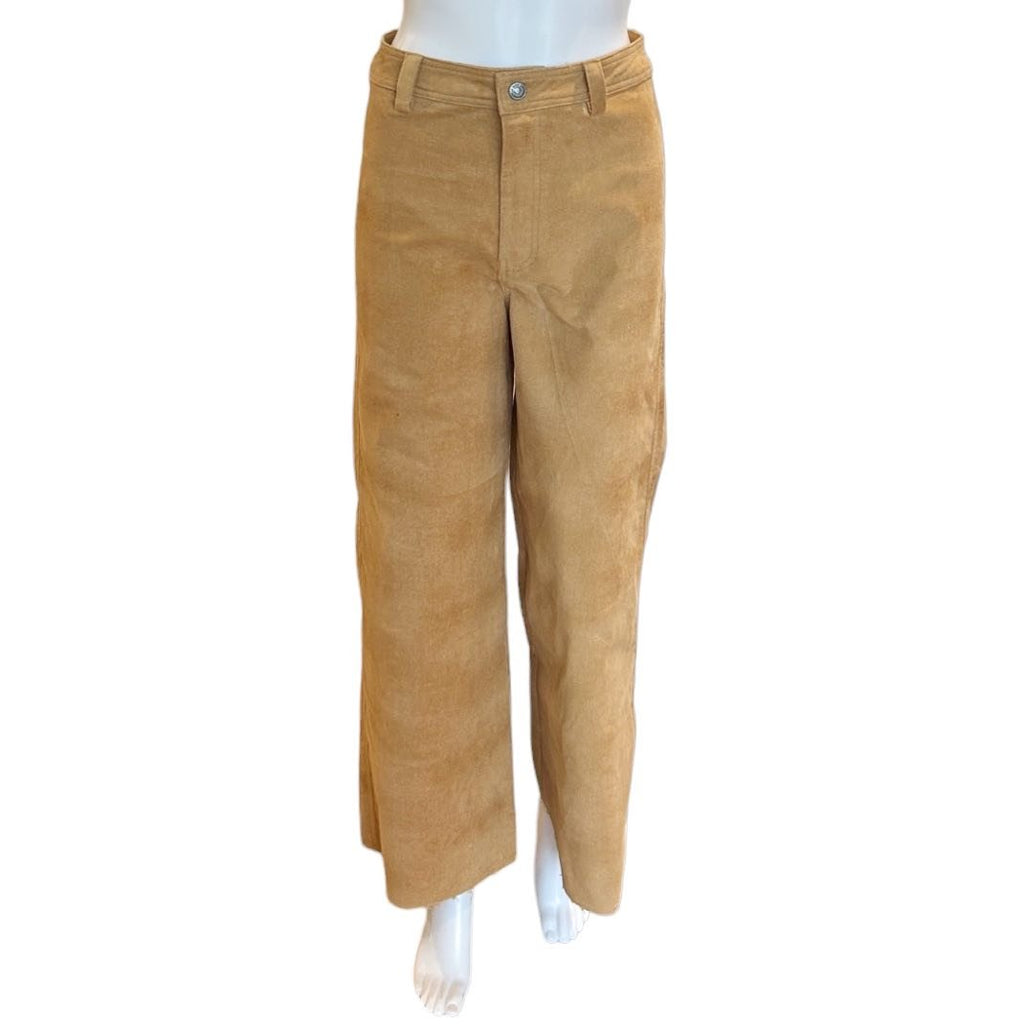 Sueded Wide Leg Cropped Denim Jean | Cream Gold-Pants-Twist-The Grove