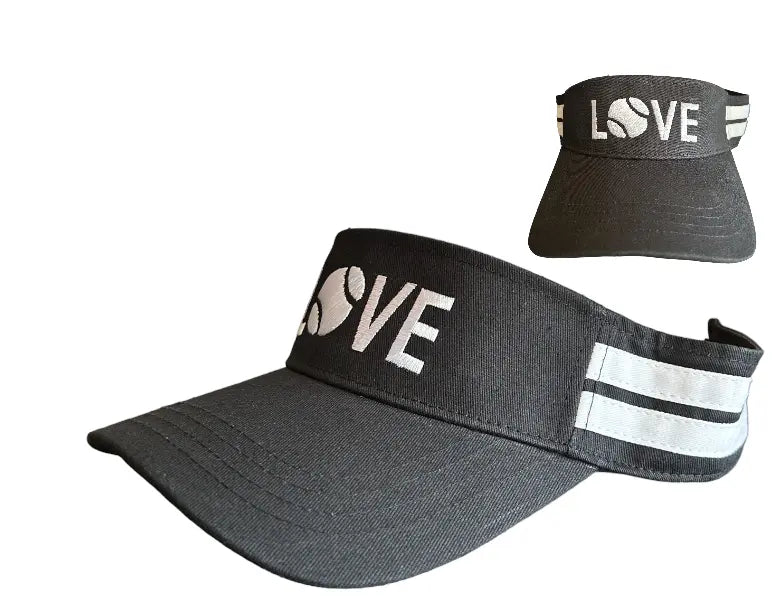 Tennis Visor | Black with White LOVE-Hats-Runway Athletics-The Grove