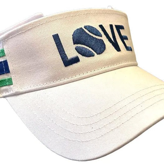 Tennis Visor | White with Navy LOVE-Hats-Runway Athletics-The Grove