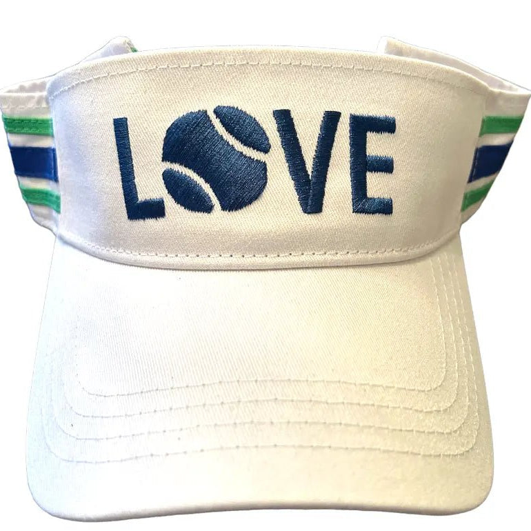 Tennis Visor | White with Navy LOVE-Hats-Runway Athletics-The Grove