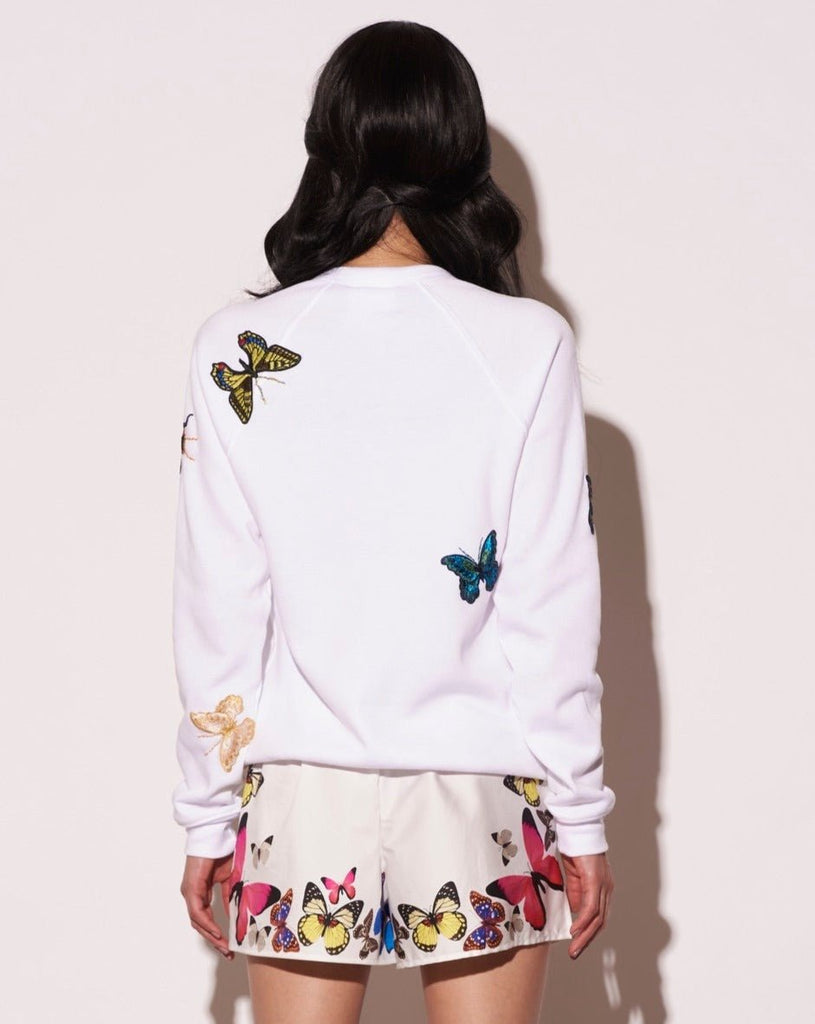 The Jitterbug Embroidered Sweatshirt - White-Shirts & Tops-Meghan Fabulous-The Grove