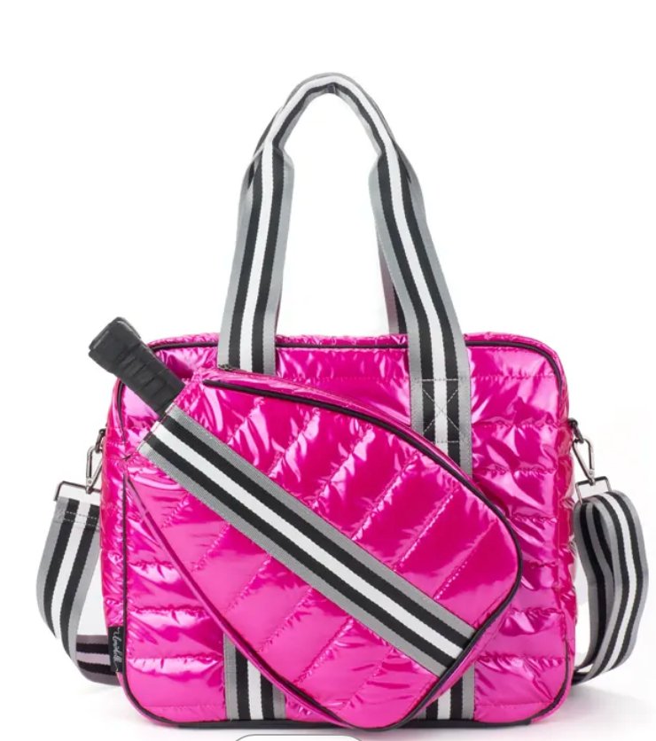 The Quilted Puffer Pickleball Tote | Pink-Pickleball Bag-Runway Athletics-The Grove