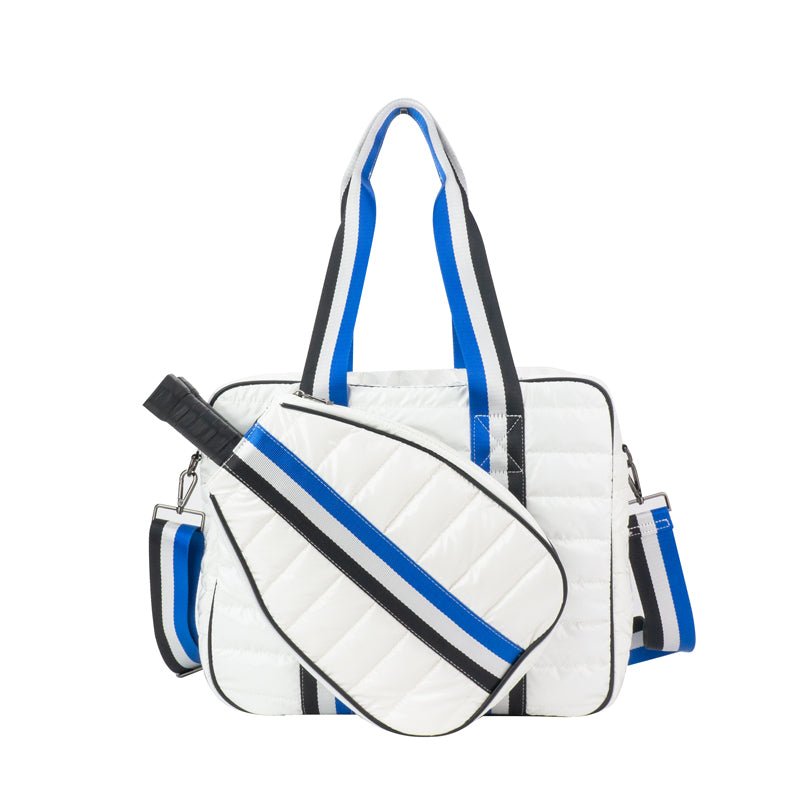 The Quilted Puffer Pickleball Tote | White-Pickleball Bag-Runway Athletics-The Grove