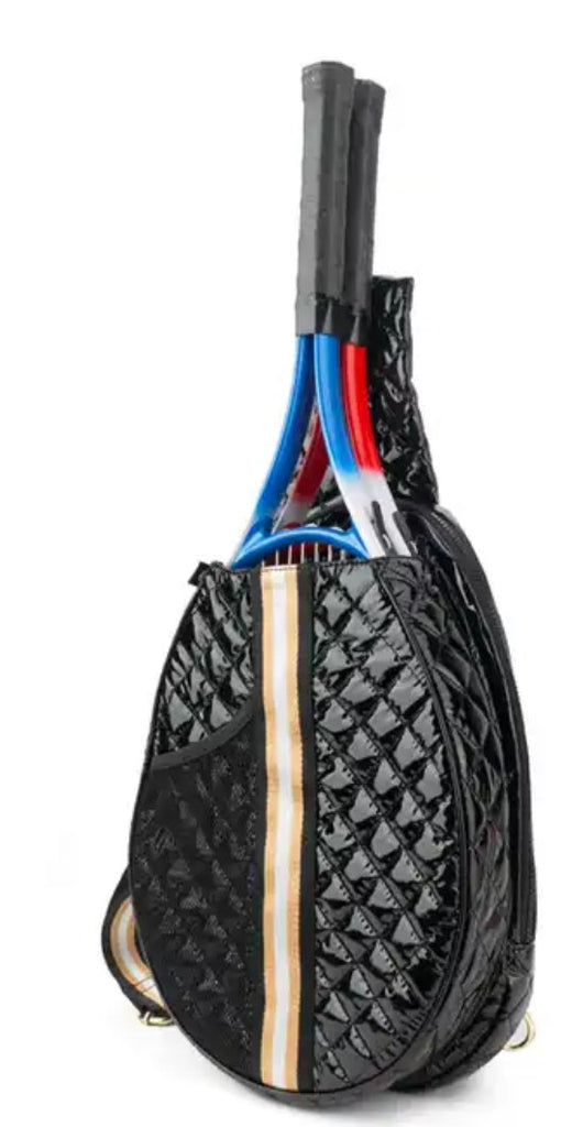 The Quilted Puffer Tennis Sling | Black-Tennis Bag-Runway Athletics-The Grove