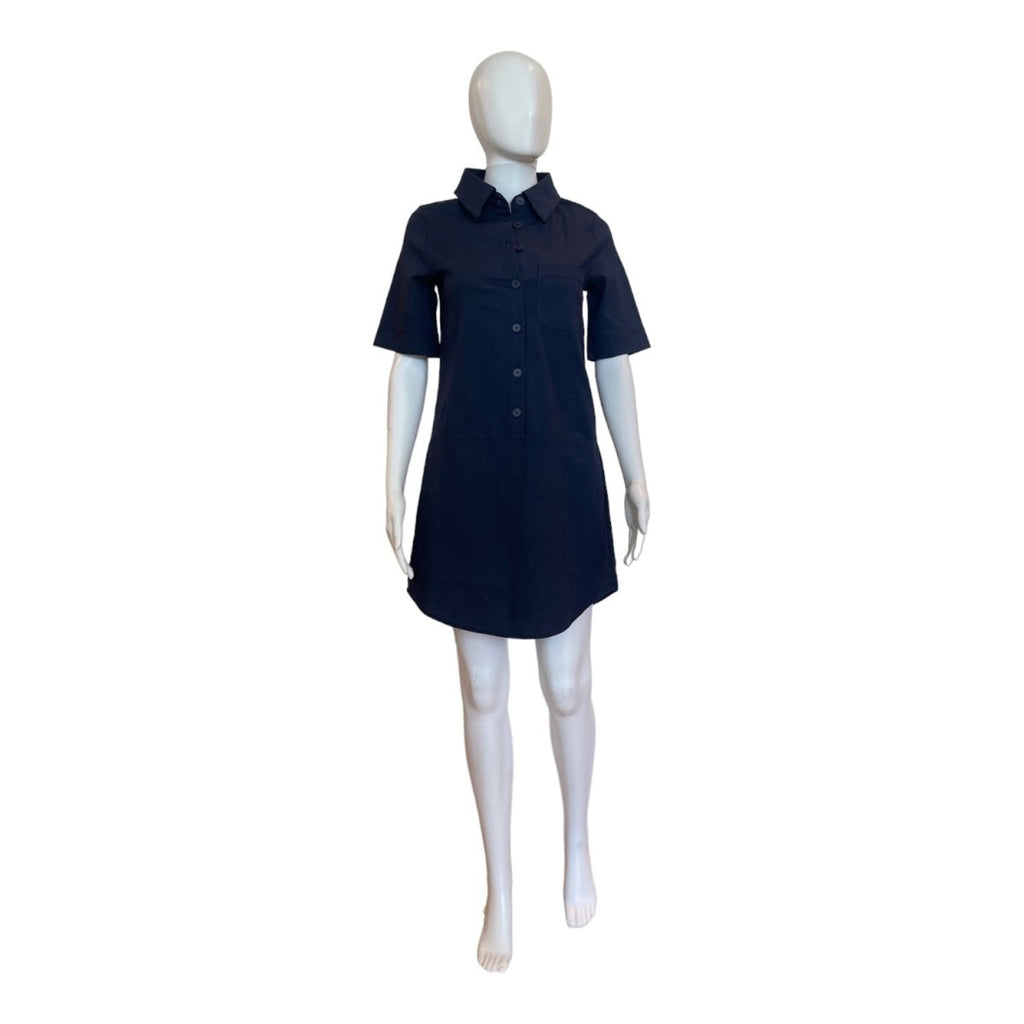 Trudie Button Up Dress | Navy-Dresses-THML-The Grove