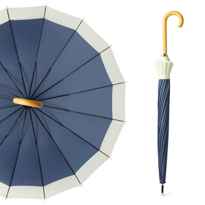 Two Tone Pastel Umbrella | Navy-Umbrella-Peach Accessories-The Grove