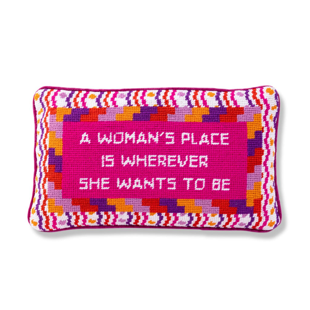 Wherever She Wants Needlepoint Pillow-Throw Pillows-Furbish Studio-The Grove