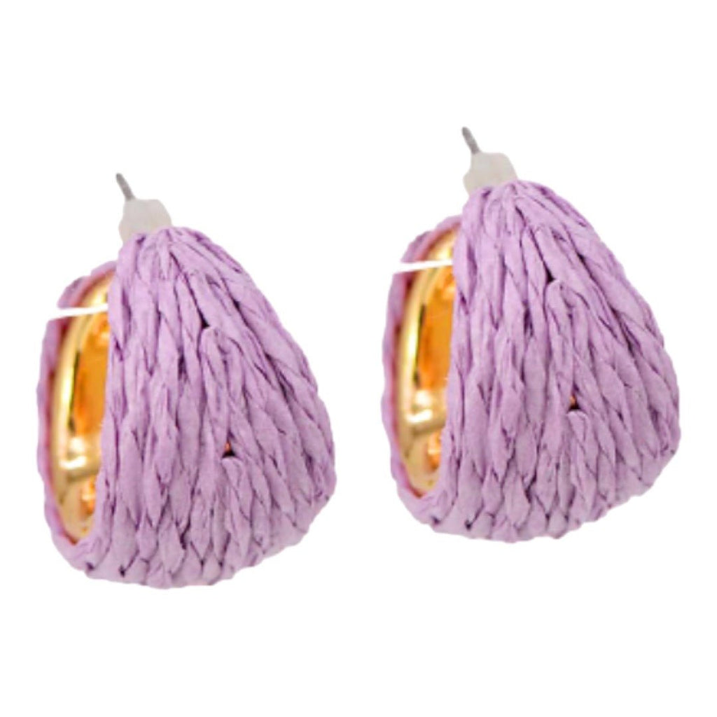 Wrapped Raffia Hoop Earrings | Lilac-Earrings-Twist-The Grove