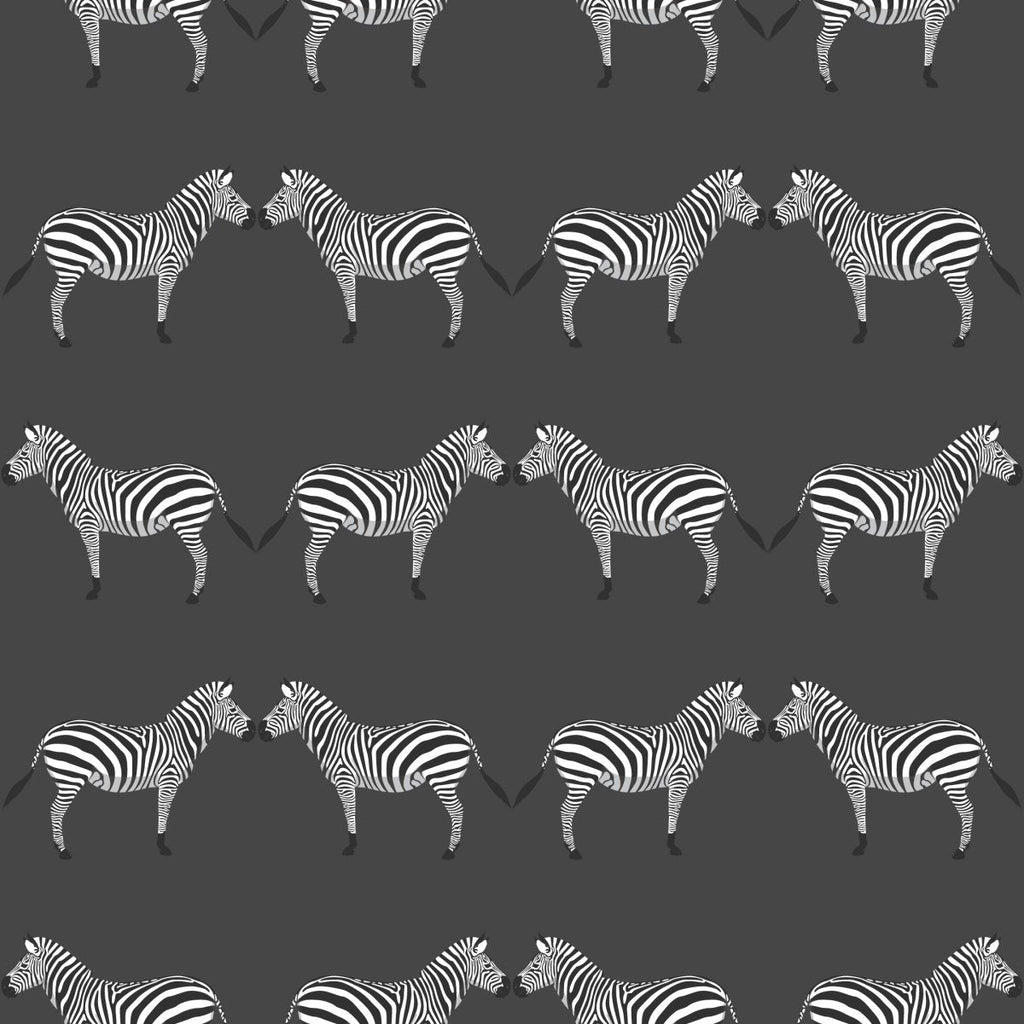Zebras Charcoal Wallpaper-Wallpaper-Liza Pruitt-The Grove