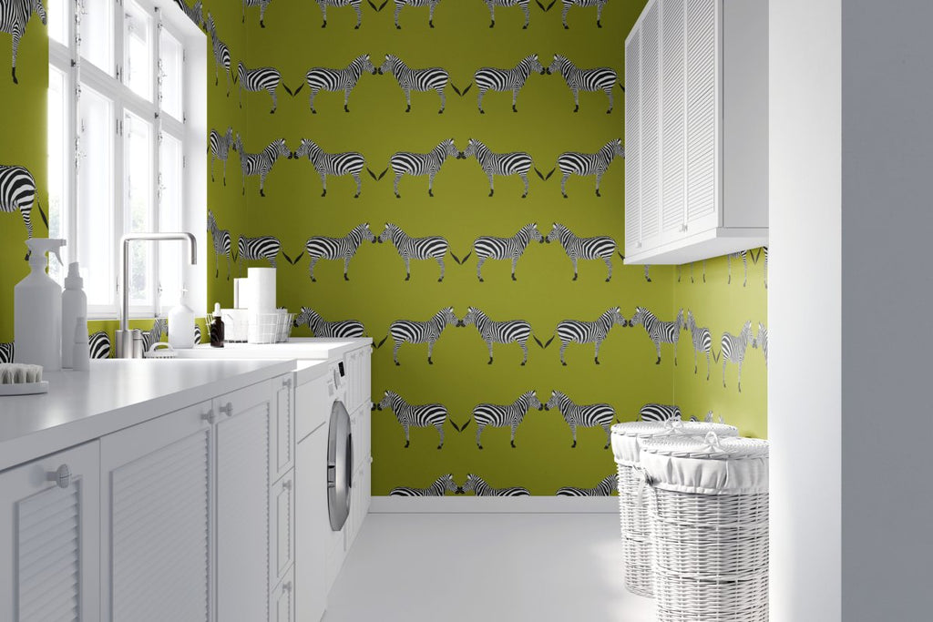 Zebras Chartreuse Wallpaper-Wallpaper-Liza Pruitt-The Grove