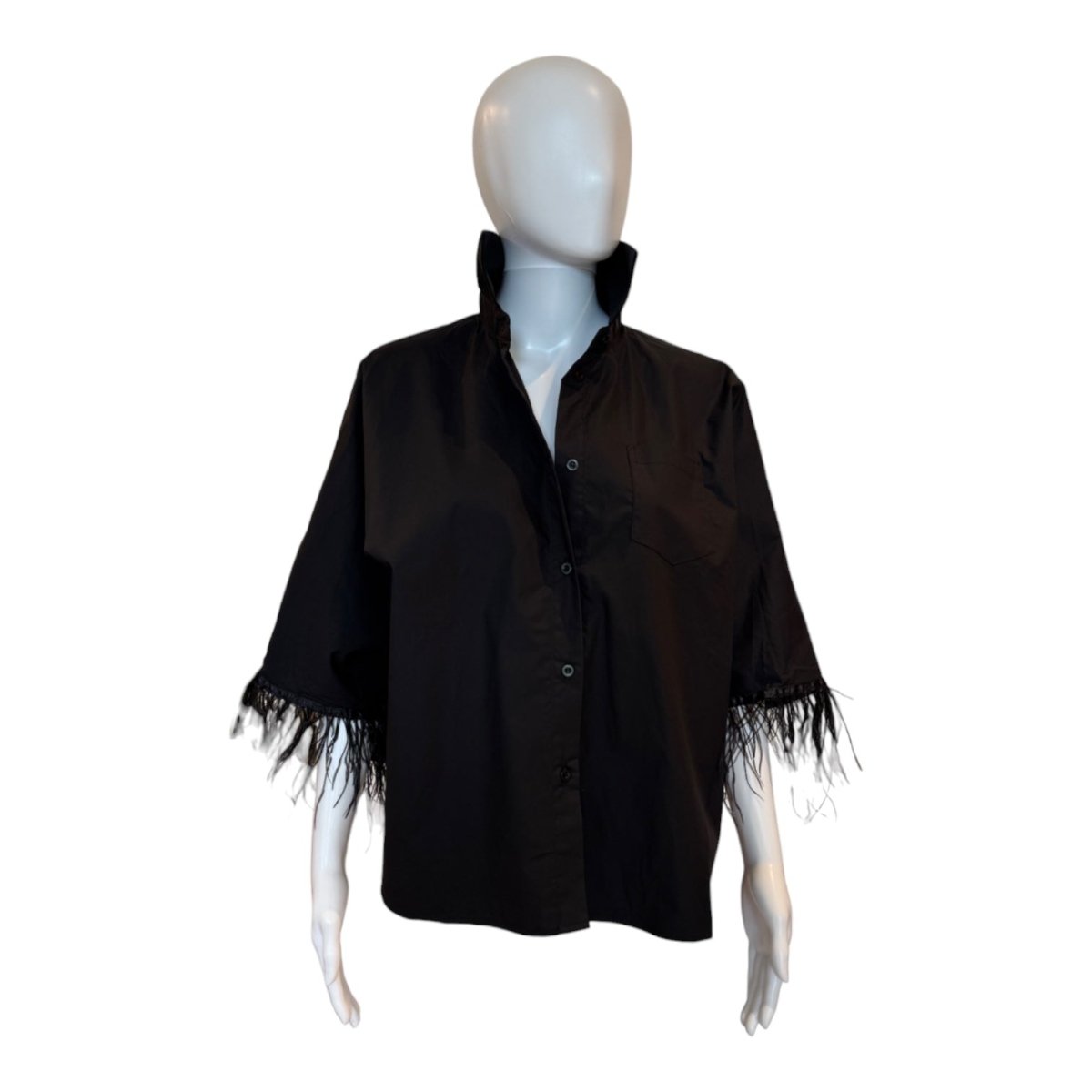 Abby Swing Feather Top | Black - Shirts & Tops - Caryn Lawn - The Grove