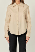 Accent Collar Poplin Dress Shirt | Taupe - Shirts & Tops - English Factory - The Grove