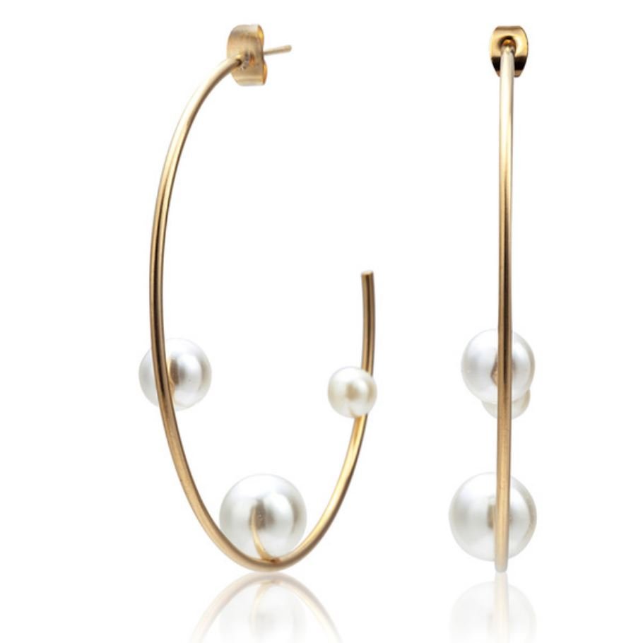 Allie Pearl Hoop - Earrings - Sahira Jewelry Design - The Grove