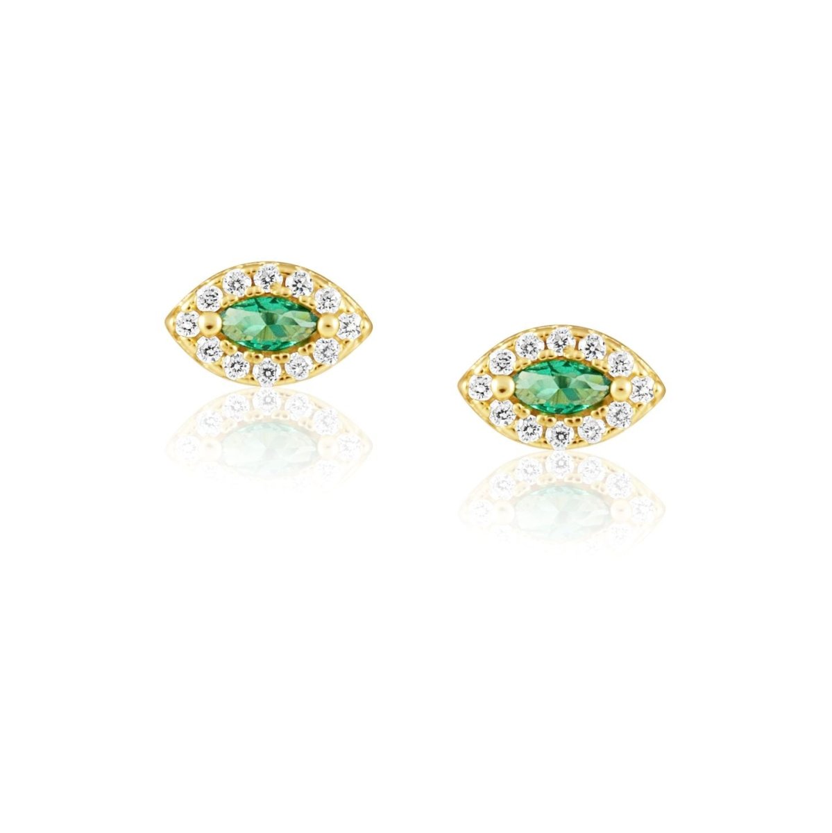 Alma Emerald Evil Eye Studs - Earring - Sahira Jewelry Design - The Grove