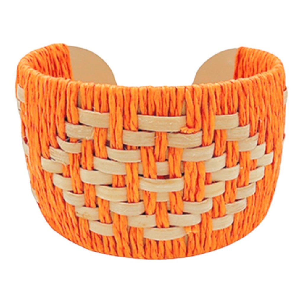 Arrow Pattern Rattan Cuff | Orange-Bracelets-Twist-The Grove