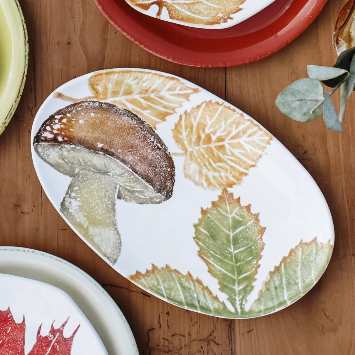 Autunno Mushroom Small Oval Platter - Serving Platters - Clementine WP - The Grove