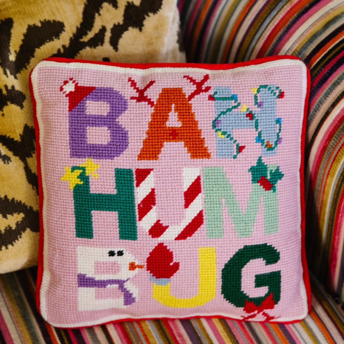 Bah Humbug Needlepoint Pillow - Throw Pillows - Furbish Studio - The Grove