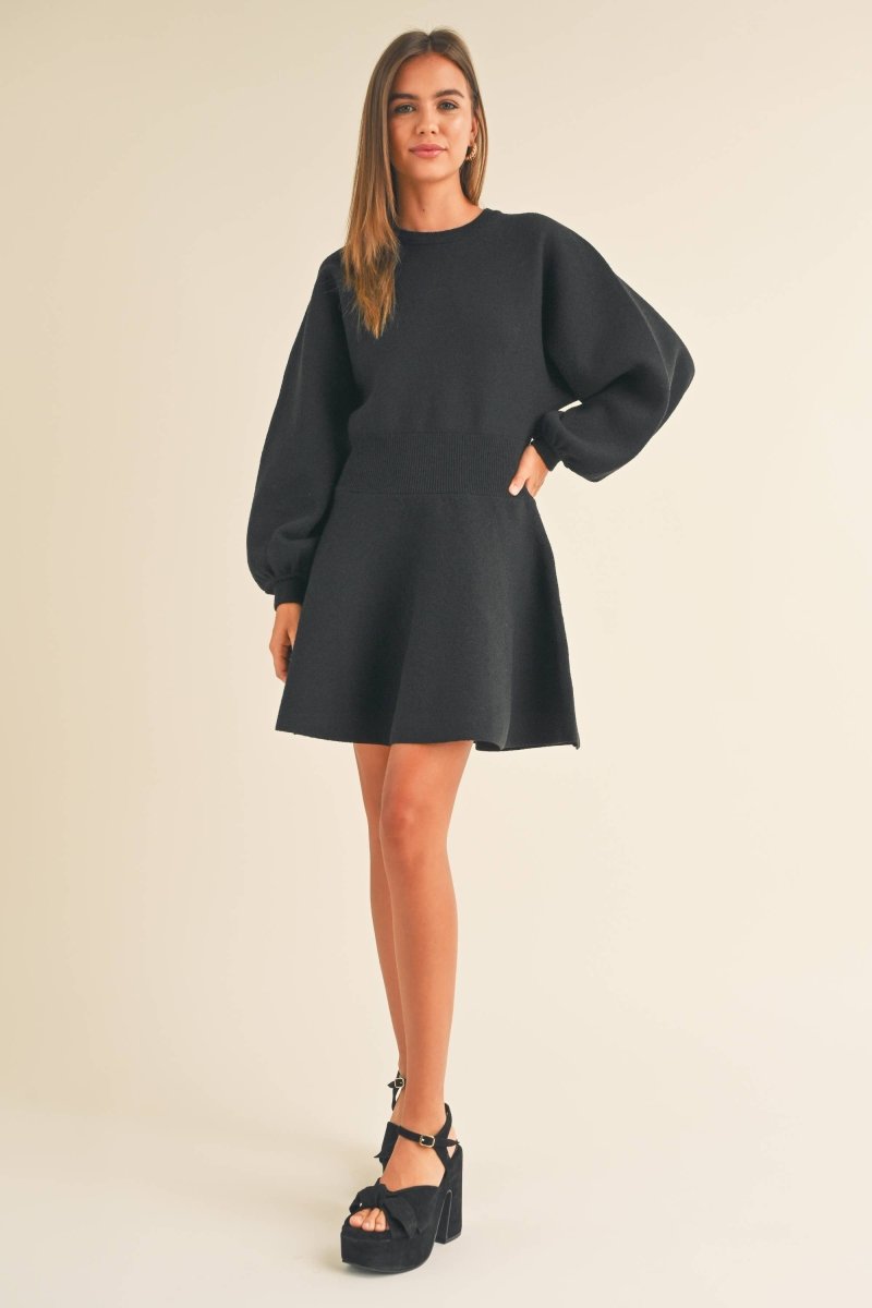 Balloon Sleeve Sweater Dress - Dresses - MIOU MUSE - The Grove